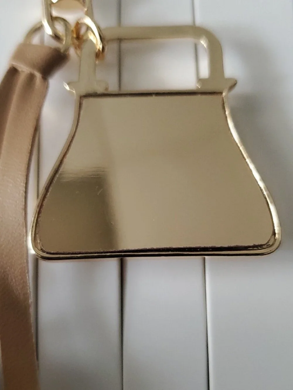 Lane Bryant Beige Tassel Keychain with Gold Purse Charm For Bag